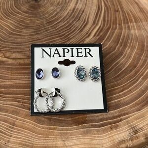 Beautiful Set Napier Crystal Earring Oval Stud Set